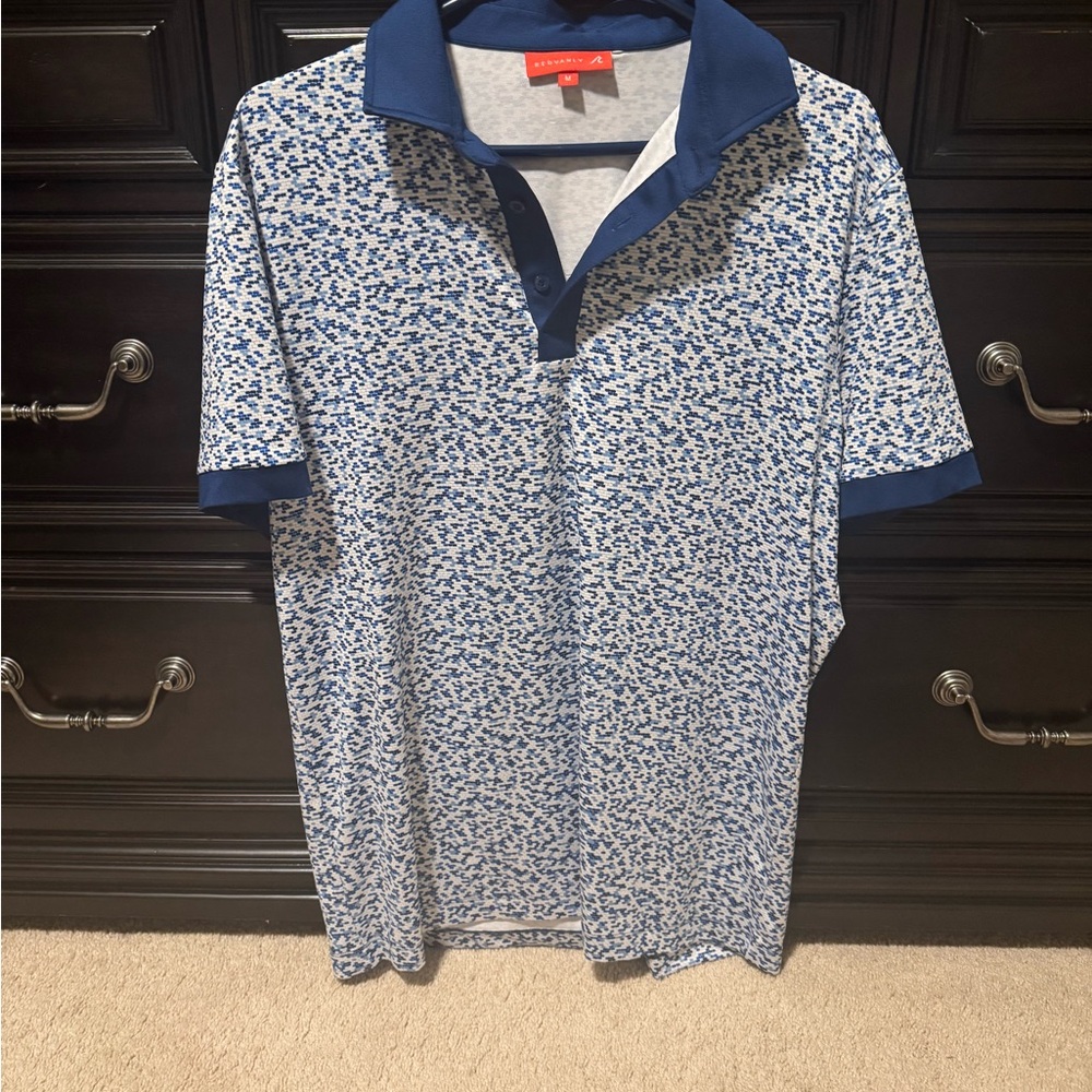 Redvanly Blue Patterned Polo Shirt